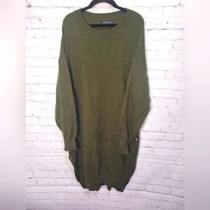 Emery Rose Green Sweater Dress Decorative Buttons on Each Side Size Large‎